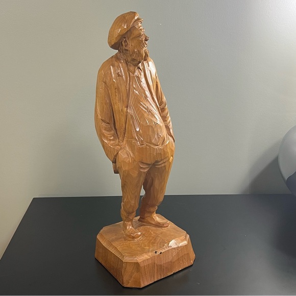Vintage Quebec Folk Art Old Man Wood Sculpture signed by artist - Picture 5 of 15